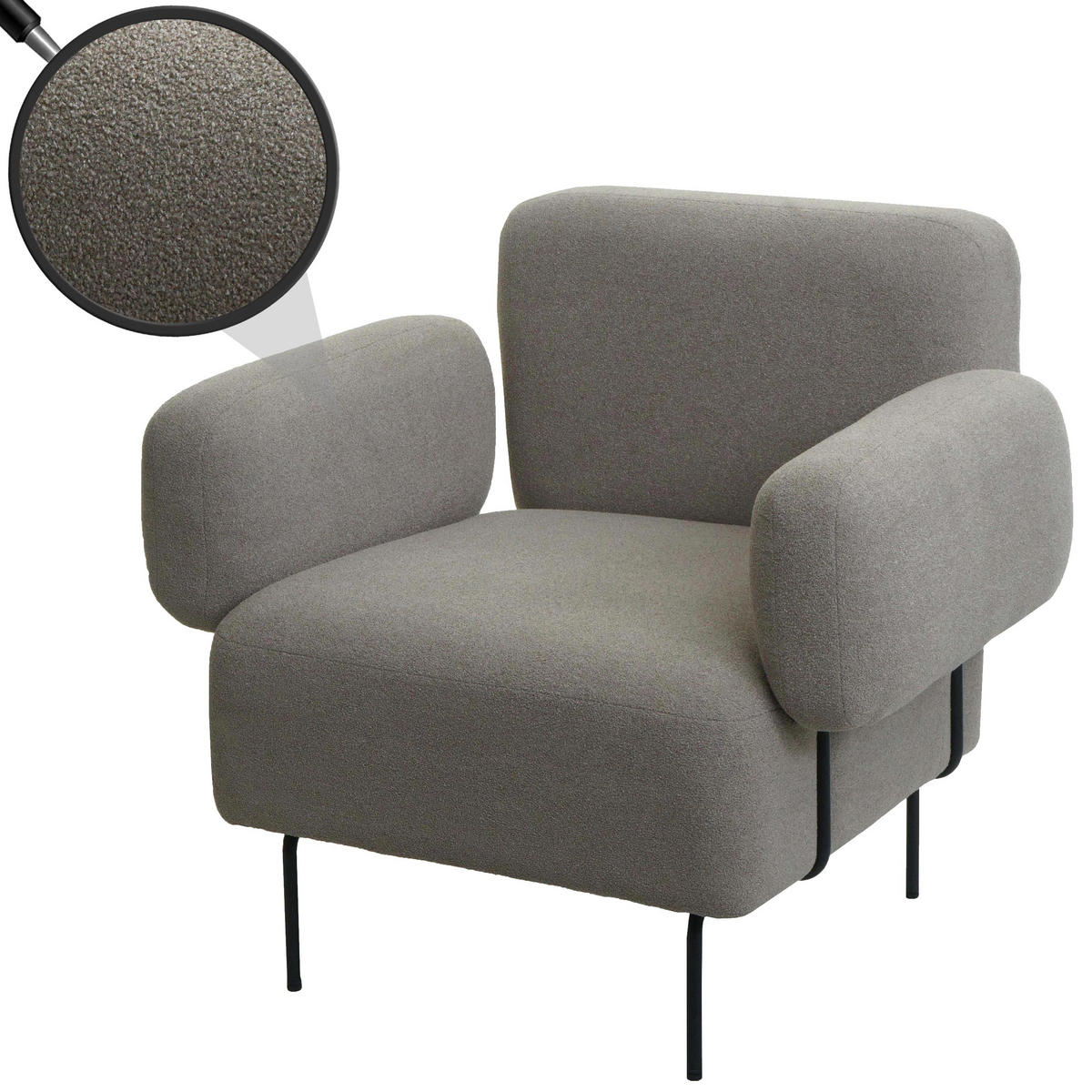 LOUNGE-SESSEL Grau - Grau, Textil (88/78/76cm) - MCW