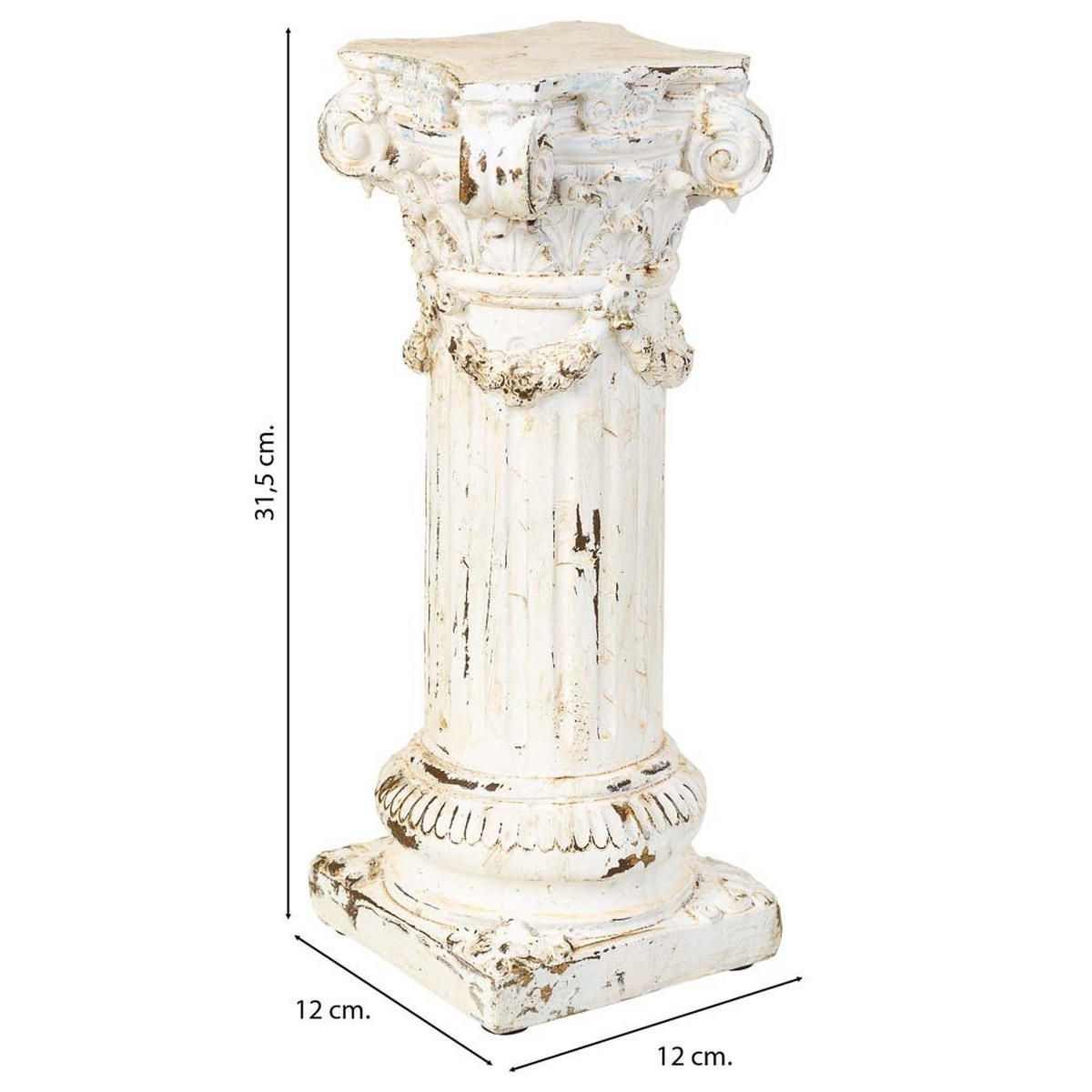 SÄULE 12x12x32cm - Weiß, Stein (12/31.5/12cm) - Wanderlust