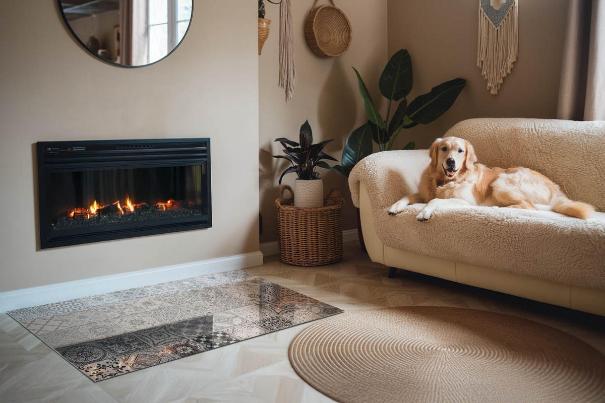 GLASPLATTE für Kamin 120x80 cm Schwarz - Schwarz, Glas (120/80/0.4cm) - ArtPrintCave