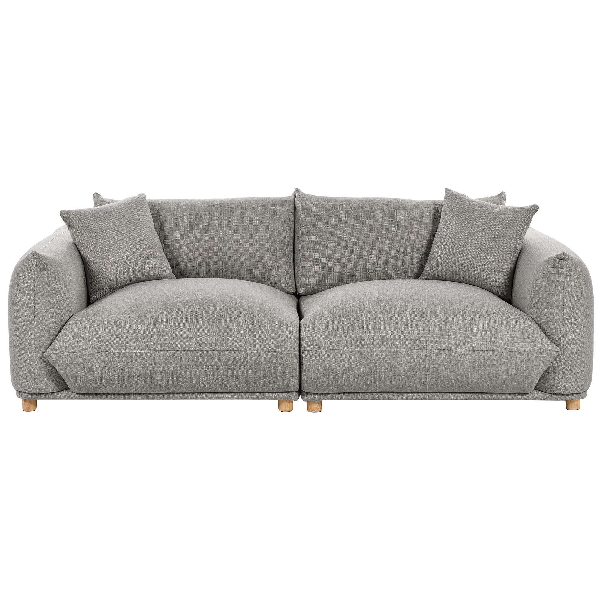 3-SITZER-SOFA hellgrau mit Kissen Luvos - Hellbraun/Grau, Textil (220/75/104cm) - Beliani