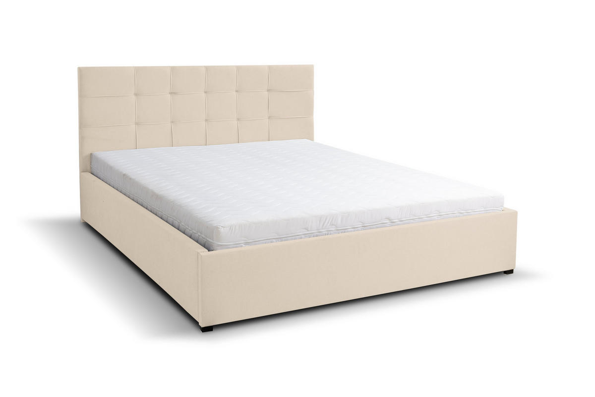 POLSTERBETT JESSA mit Kopfteil, 180 x200 cm, Doppelbett mit Bettkasten und Lattenrost aus Velourstoff, Velourstoff, Frabe: Beige - Beige, Holz/Kunststoff (180/200cm) - VENASI MÖBEL