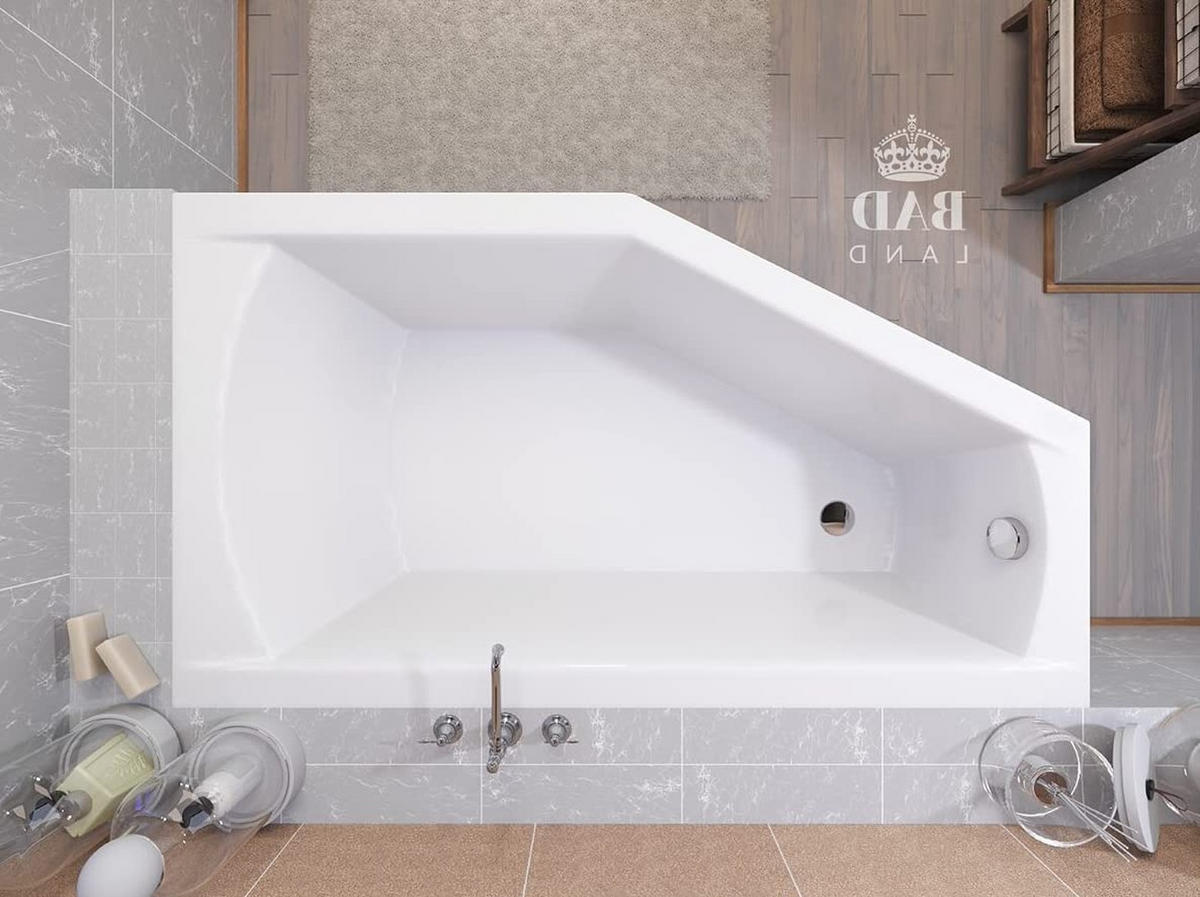 BADEWANNE Eckwanne SELENA 160/90 Rechts mit Schürze Ablauf Füße - Weiß, Kunststoff (90/59/160cm) - bad land