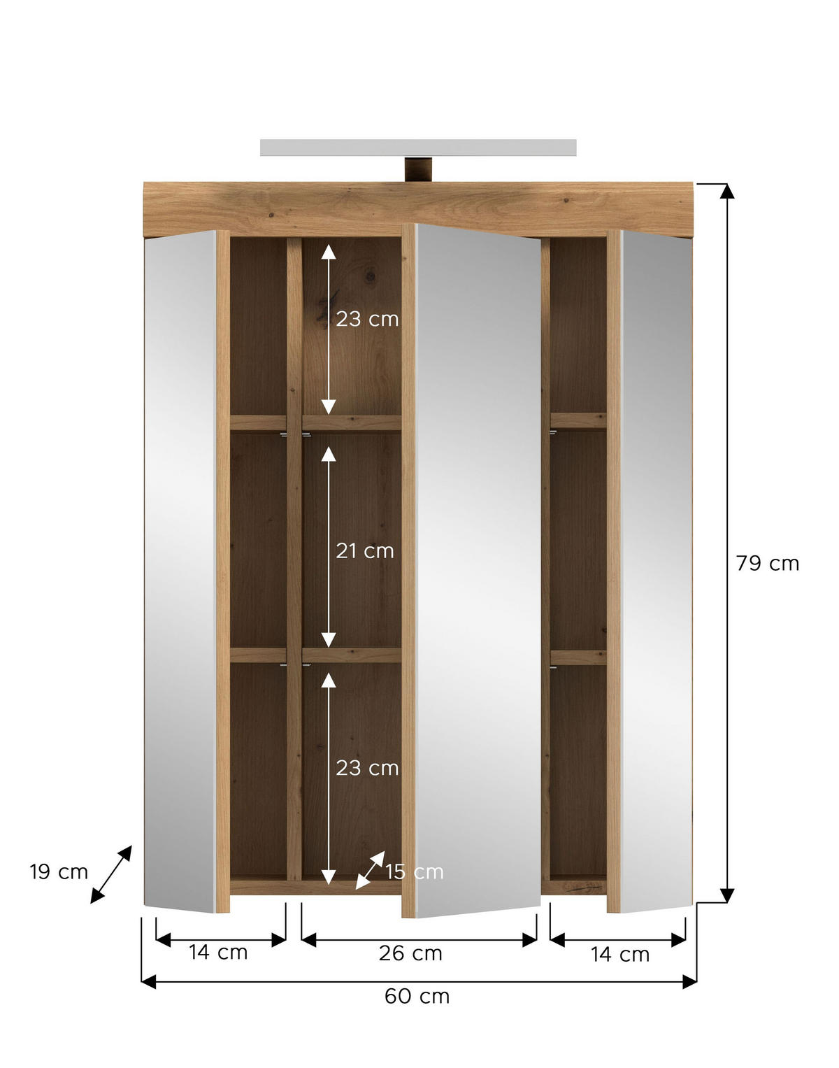 SPIEGELSCHRANK inkl. Bel. SCOUT (B/H/T: ca. 60/79/18 cm) in Artisan Eiche Nachbildung/Spiegelglas - Eiche Artisan, Holzwerkstoff (60/79/18cm)