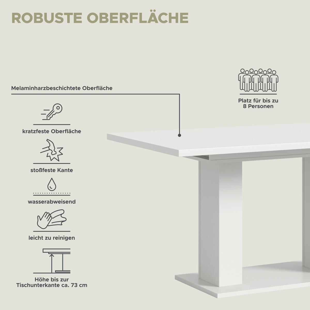 ESSTISCH MOTION (B/H/T: ca. 150/76/90 cm) in Weiß/weiß - Weiß, Holzwerkstoff (90/150/76cm)