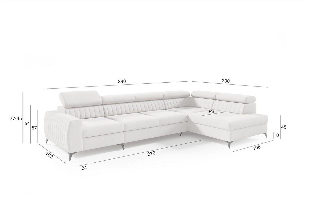 ECKSOFA Toronto Xl - Dunkelgrün, Holzwerkstoff/Textil (340/200cm) - Fun Möbel