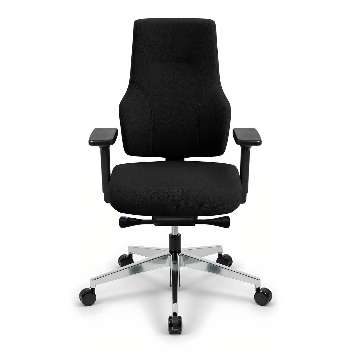 BÜROSTUHL Naros Stoff/Mesh Schwarz - ergonomisch, 150 kg belastbar, Sitzhöhe 48-60cm - Schwarz, Kunststoff/Textil (65/106/67cm) - Versee