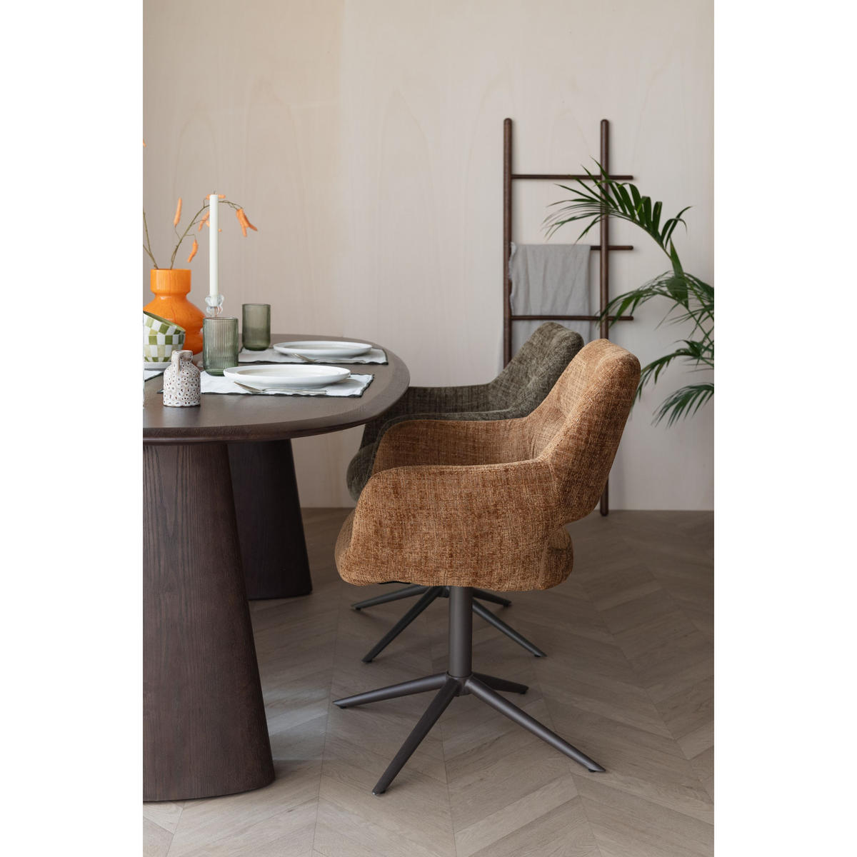 ESSZIMMERSTÜHLE Merel Armleuning Okergeel - 2 er Set - Braun, Kunststoff (60/85/62cm) - Housecraft Living