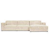 ECKSOFA mit Longchair - Creme/Schwarz, Kunststoff/Textil (345/170cm) - home24
