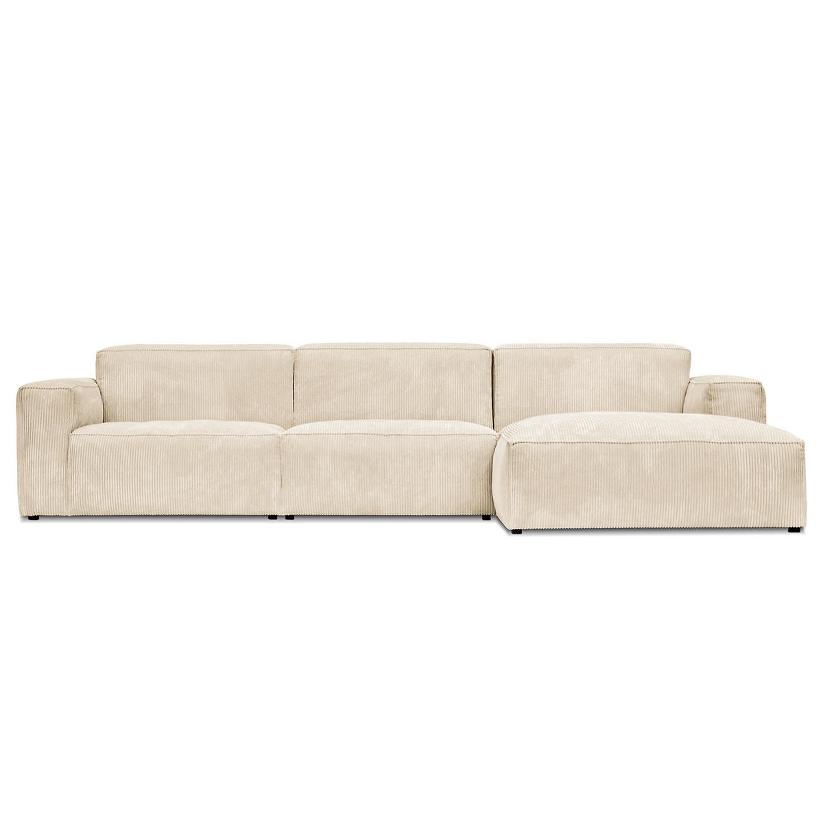 ECKSOFA mit Longchair - Creme/Schwarz, Kunststoff/Textil (345/170cm) - home24
