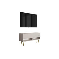 TV-LOWBOARD 100 cm Kaschmir, goldene schräge Beine, weiße LED, 100 × 32 × 52 cm - Beige, Holzwerkstoff (100/52/32cm) - 3XE LIVING