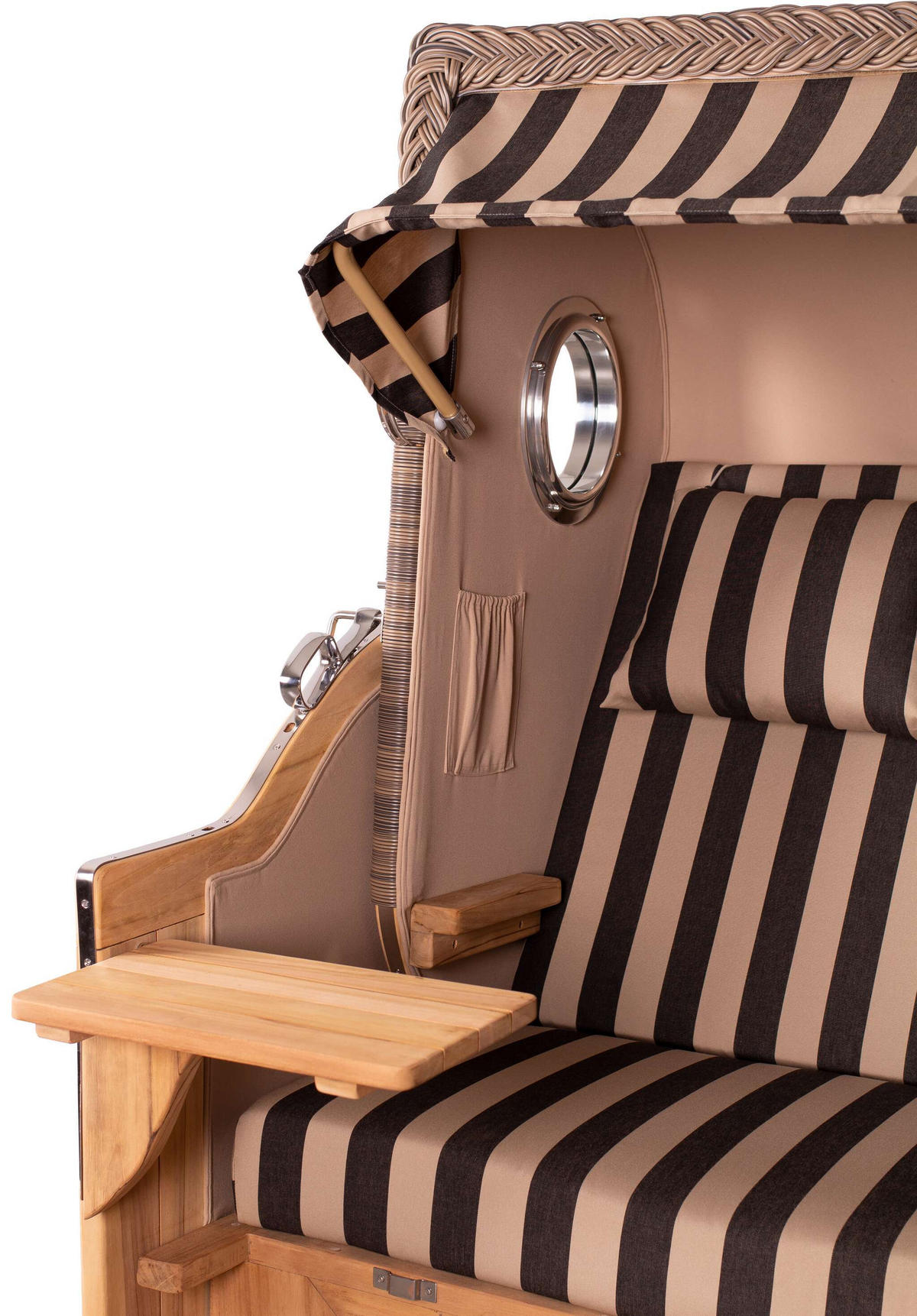 STRANDKORB Baltikum Teak 2,5 Sitzer - Braun/Grau, Holz/Metall (142/170/95cm) - Mr. Deko