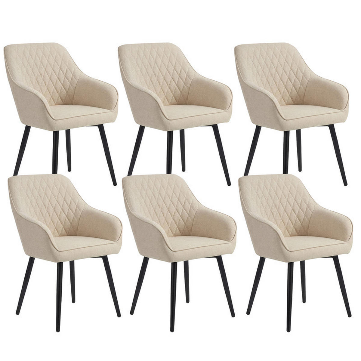 ARMLEHNSTUHL-SET 6 Stück in Stoff(YZ8) - Weiß, Textil (59/78/65cm) - HOMAVO