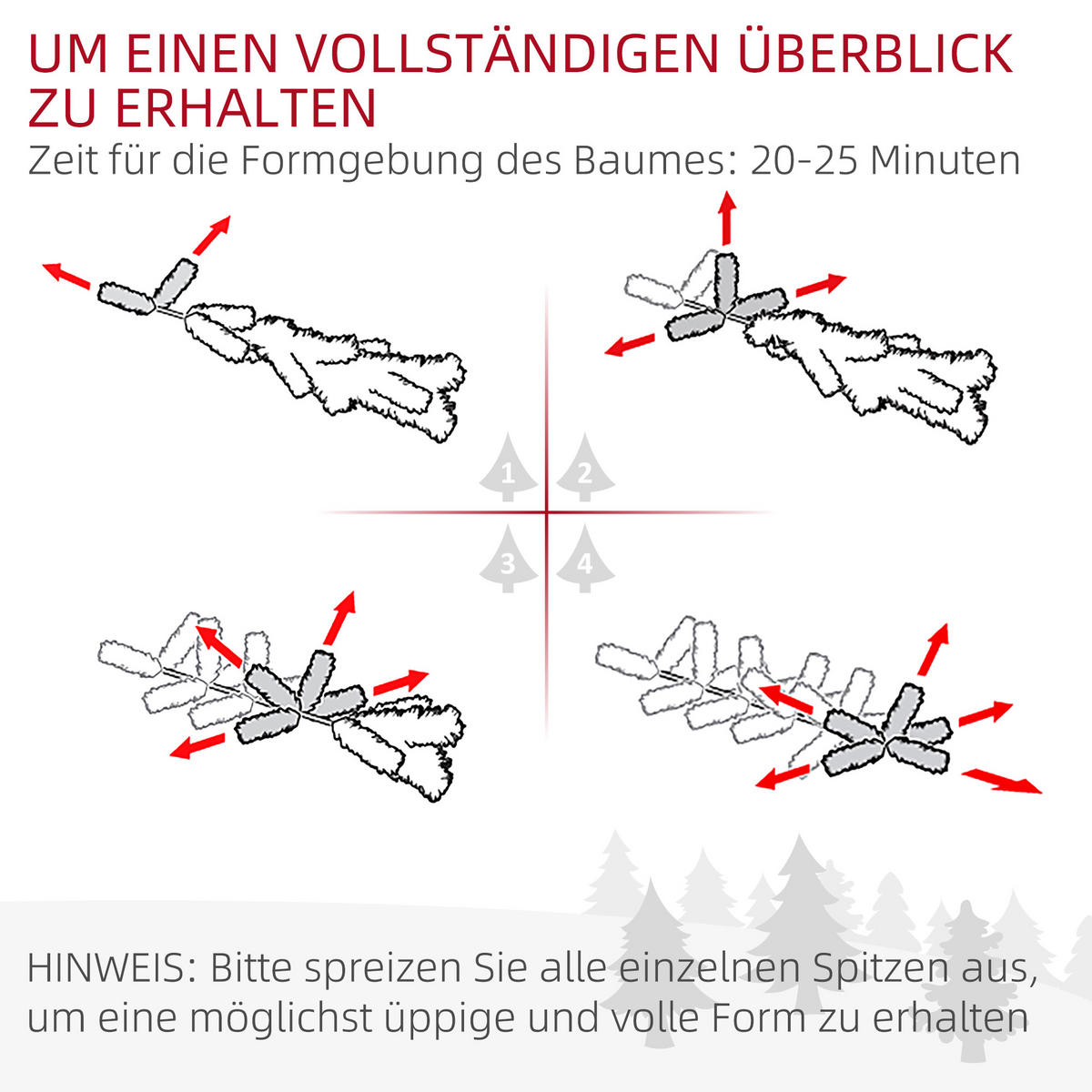 KÜNSTLICHER-WEIHNACHTSBAUM, 165 cm Christbaum mit 412 Spitzen für Weihnachten - Grün, Kunststoff (165cm) - HOMCOM