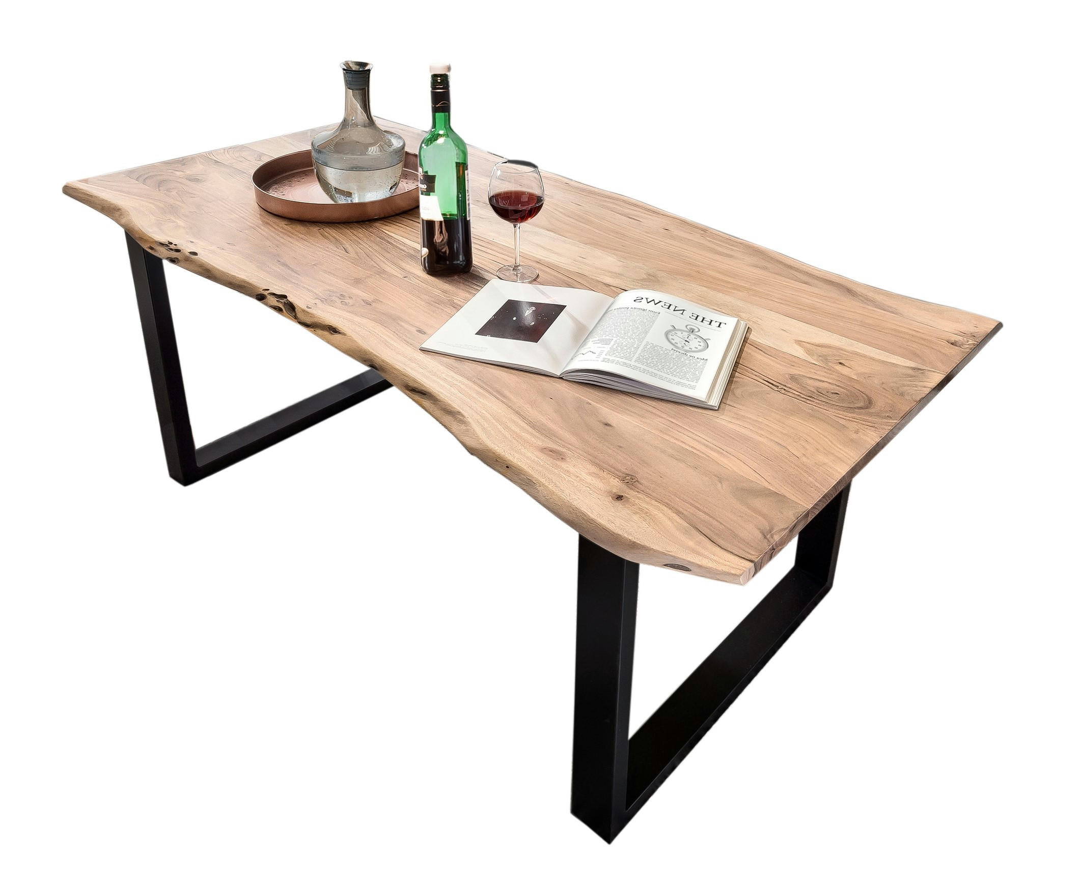 ESSTISCH MORITZ - Beige/Schwarz, Holz/Metall (100/220/77cm) - SAM
