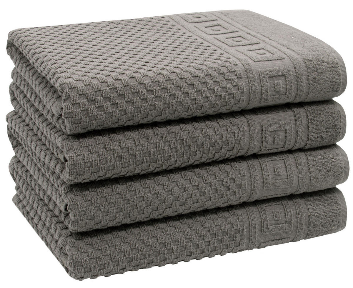 DUSCHTÜCHER, 4er-Set, 70x140 cm, 100% Baumwolle, Grau - Anthrazit, Textil (70/140cm) - Zollner