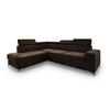 ECKSOFA ALVORO L-S Braun Velours-Stoff mit Schlaffunktion - Braun, Holz (253/190cm) - MASSENO