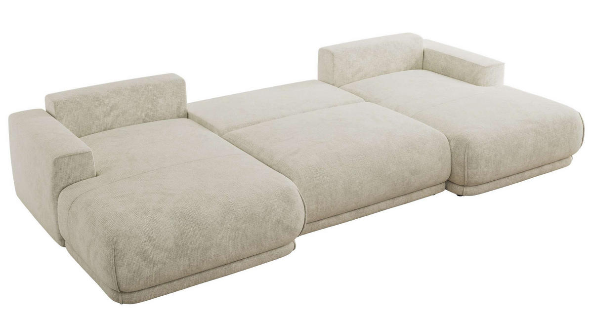 SEDACIA SÚPRAVA RINA U Creme Hrubo tkaná ženilka - čierna/krémová, textil/plast (360/85/170cm) - MKS