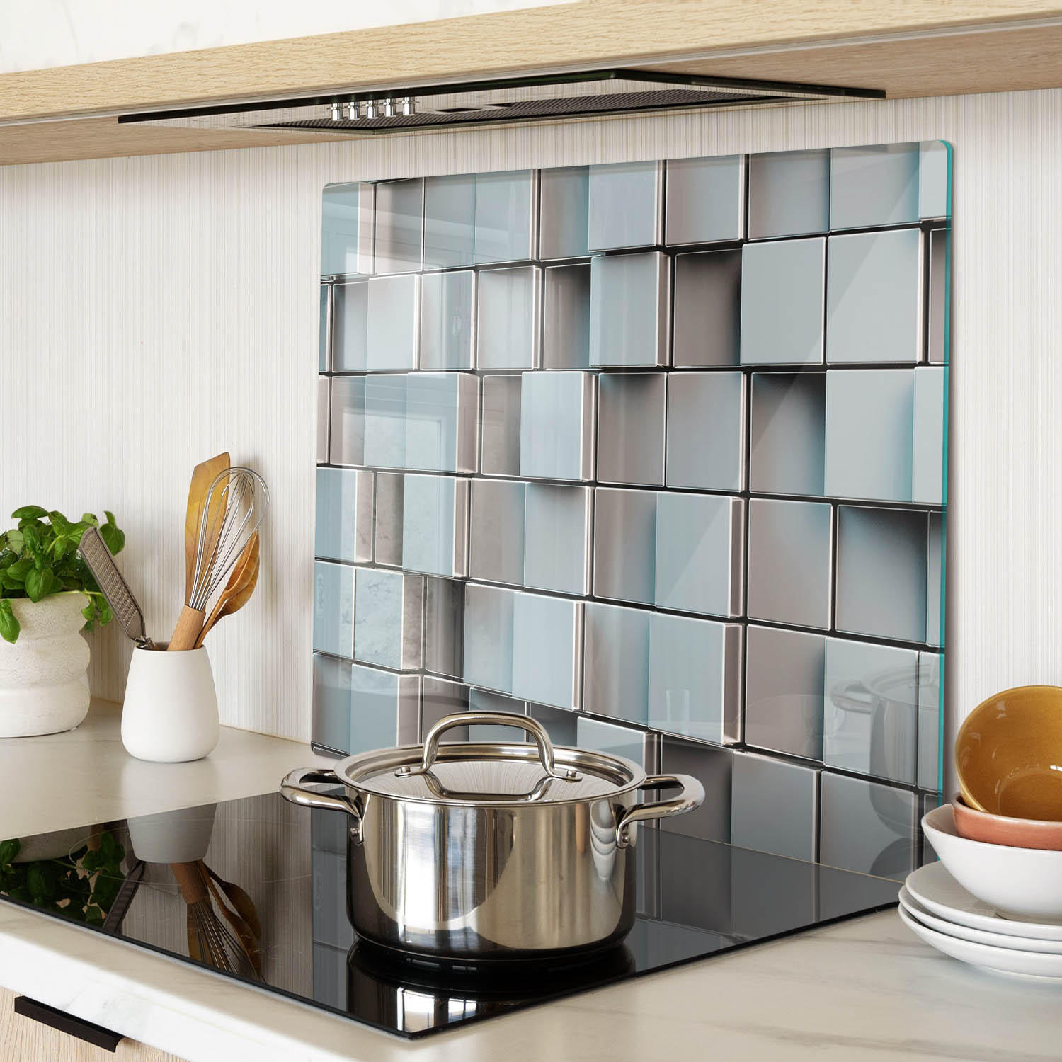 GLASPLATTE 60x52 cm Würfel - Grau, Glas (60/0.4/52cm) - TULUP