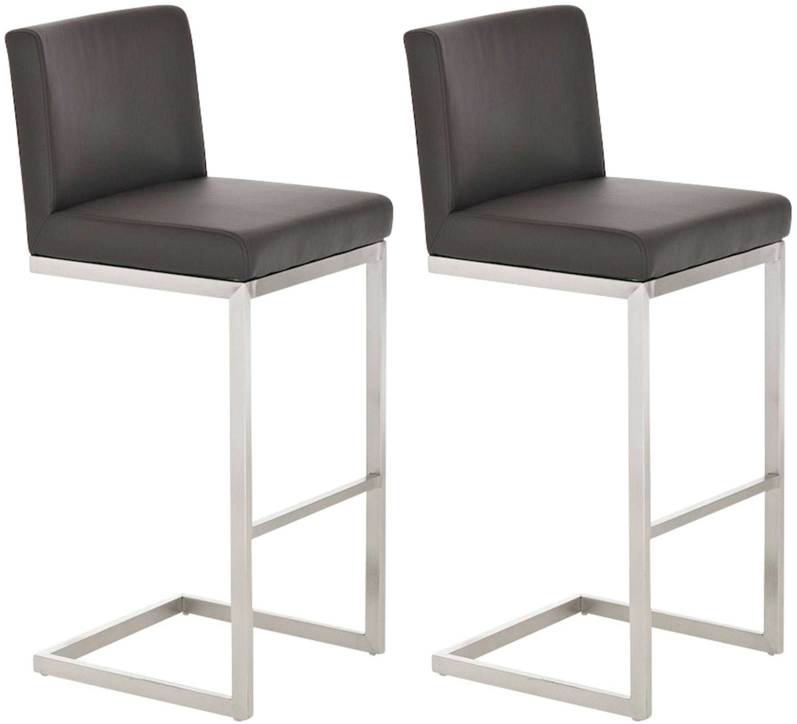 BARHOCKER 2er Set Paragon Kunstleder braun - Edelstahlfarben/Braun, Kunststoff/Metall (42/104/48cm) - TPFLiving