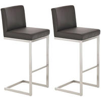 BARHOCKER 2er Set Paragon Kunstleder braun - Edelstahlfarben/Braun, Kunststoff/Metall (42/104/48cm) - TPFLiving