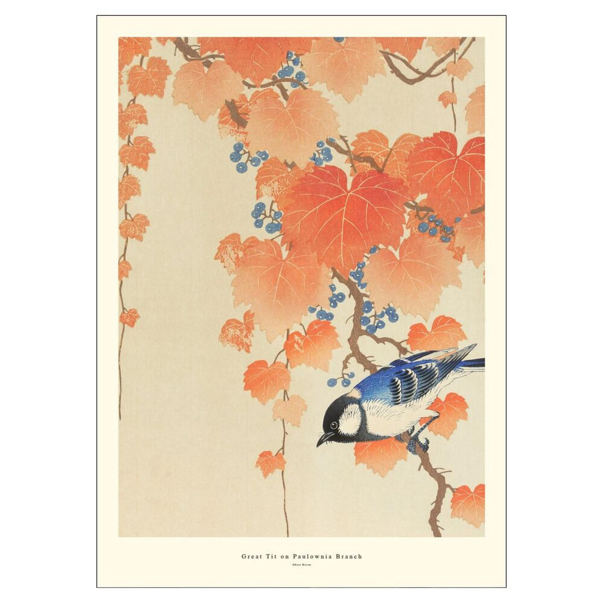 POSTER A.P. Atelier - Great Tit on Paulownia Branch - Orange, Papier (30/40/0.1cm) - Poster&Frame