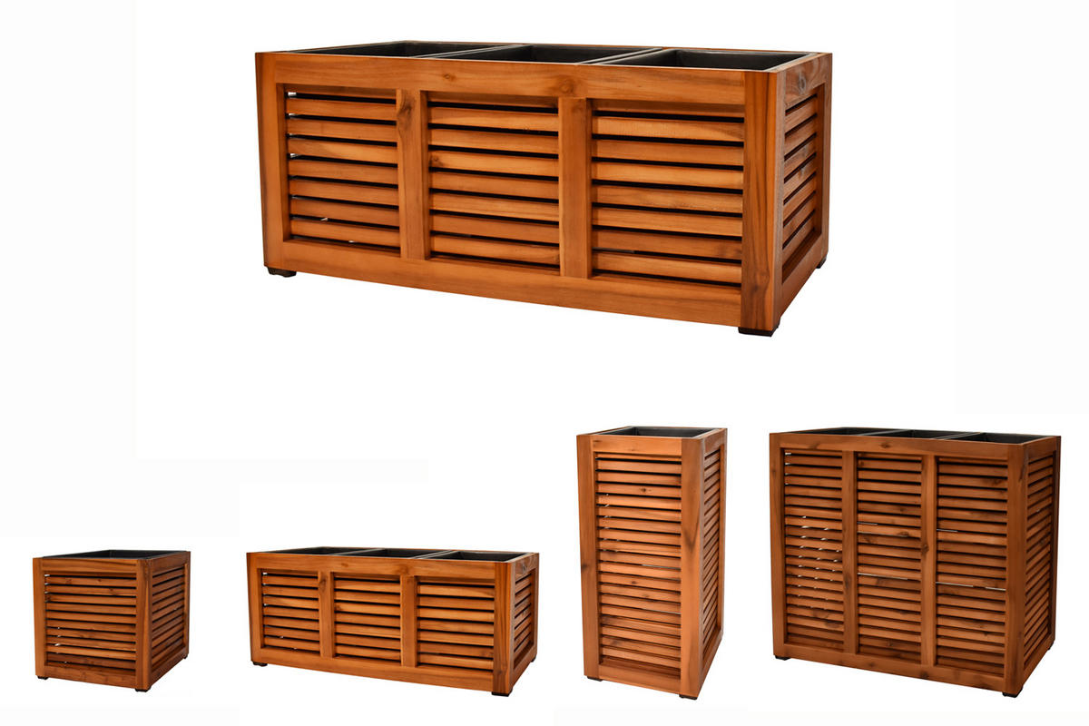 PFLANZKASTEN Colorado 3, 44,5 x 40,5 cm, Akazienholz, Braun - Braun, Holz (44.5/40.5/44.5cm) - dasmöbelwerk