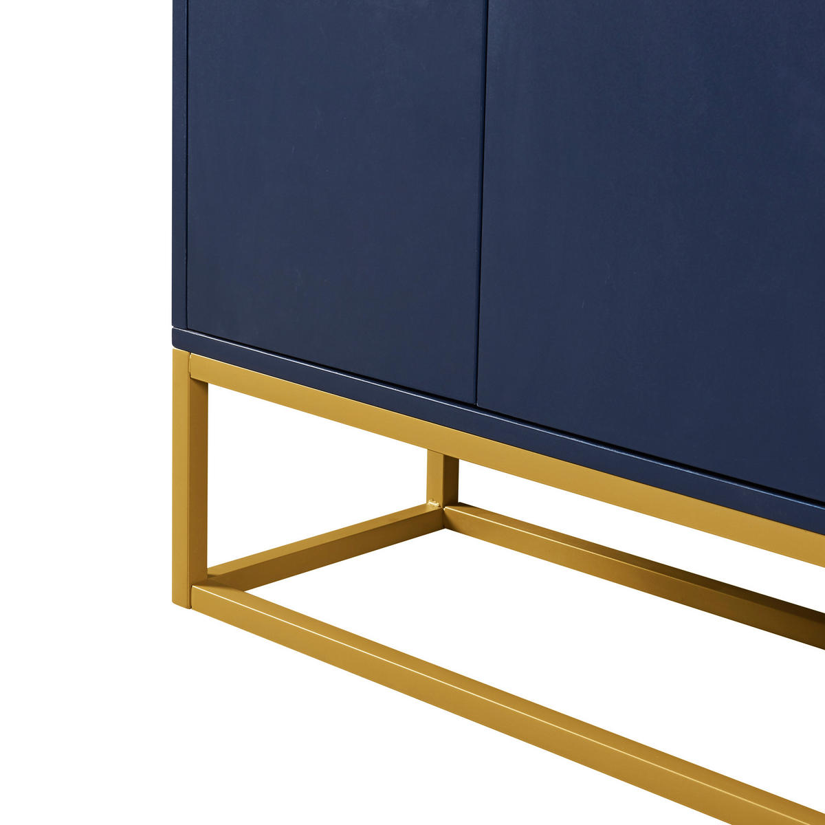 SIDEBOARD in Marineblau Anrichte mit 4 Türen für Esszimmer, Küche und Wohnzimmer, B120/T30/H80 cm - Goldfarben/Dunkelblau, Holzwerkstoff/Metall (120/80/30cm) - STILVORA