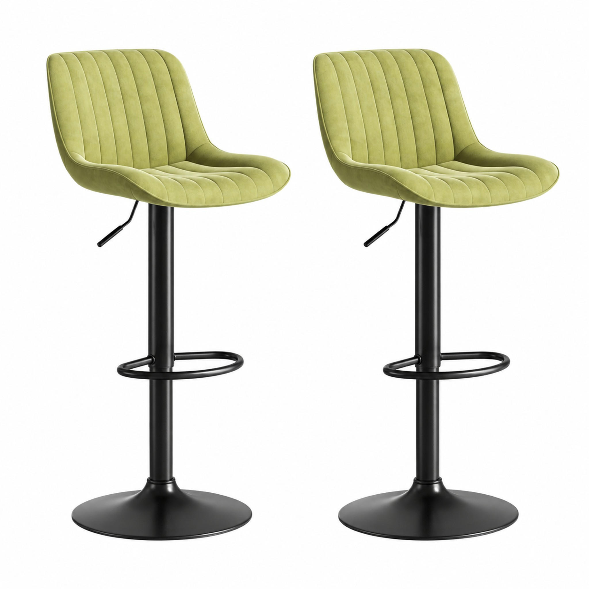 BARHOCKER höhenverstellbar 87-109 cm Samt Grün 4er-Set - Grün, Metall (46/87/47cm) - Meubliv