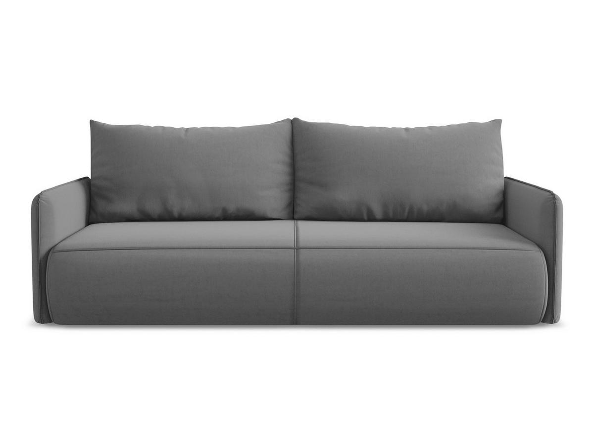 3-SITZER SOFA mit Schlaffunktion Samt Stoff Grau - Schwarz/Grau, Kunststoff/Textil (216/86/105cm) - Makamii