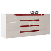 SIDEBOARD Sintra Sandgrau Hochglanz / Bordeaux Hochglanz - Sandfarben, Holzwerkstoff (166/72/35cm) - Vladon