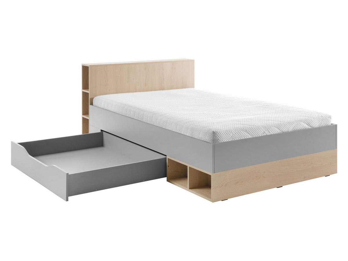 JUGENDBETT Oro OR06 - Naturfarben/Grau, Holzwerkstoff/Kunststoff (120/200cm) - MIRJAN24