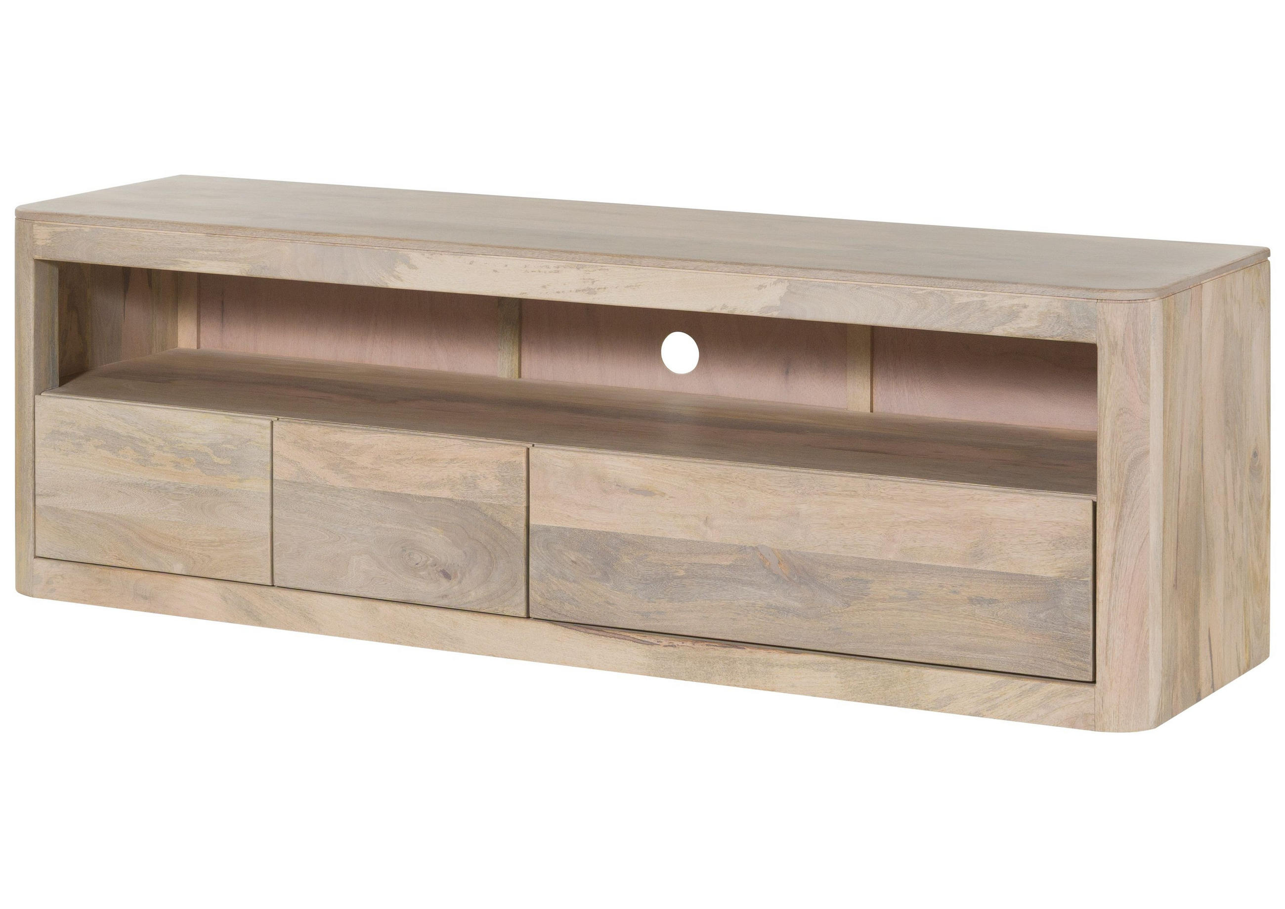 TV-BOARD Mango 190x50x60 weiß lackiert TORONTO #347 - Weiß, Holz (190/60/50cm) - Massivmoebel24