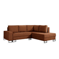 ECKSOFA mit Schlaffunktion Rechts Rostrot Chenille - 245x200 cm - Trevi - Terracotta/Schwarz, Holz/Holzwerkstoff (245/200cm) - Ravio