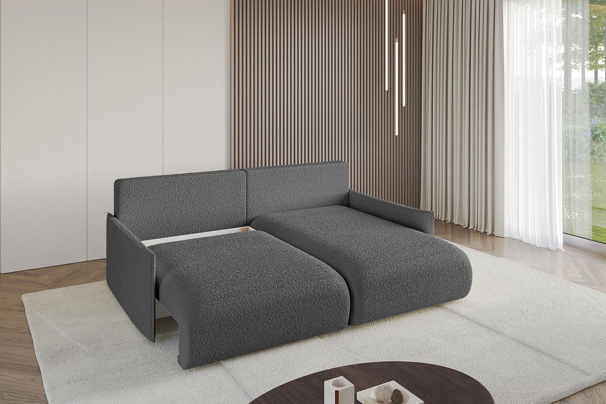 ECKSOFA Ottomane rechts ONESK-L -v1 216x177x72 Grau Bouclé - Platinfarben, Holzwerkstoff/Kunststoff (177/216cm) - ALTDECOR