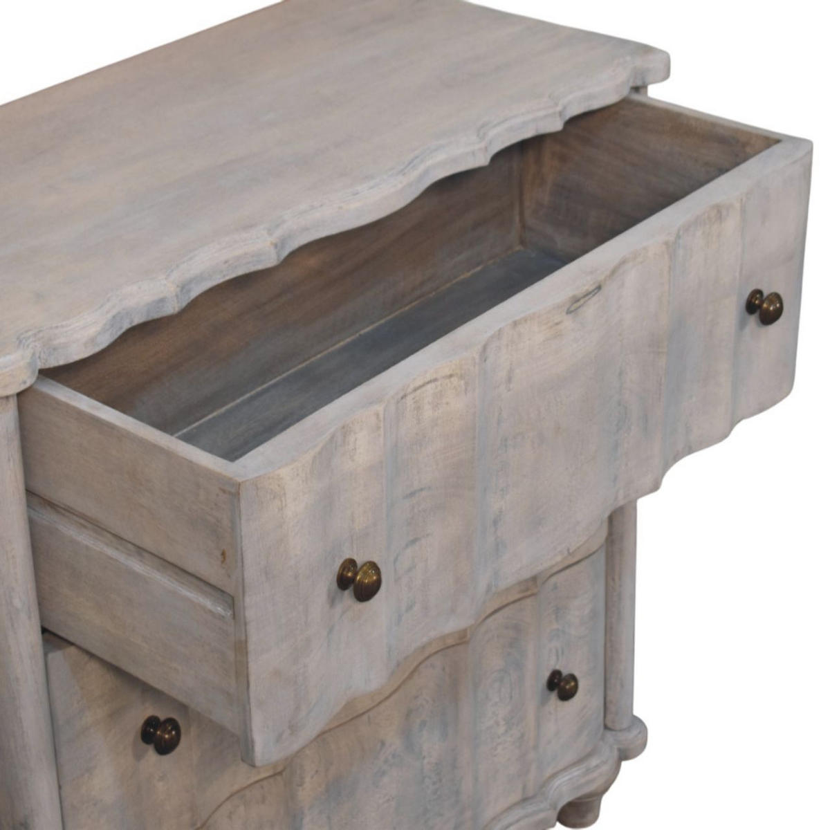 KOMMODE mit Acid-Wash-Finish, 3 Schubladen, runde Füße, grau - Braun/Grau, Naturmaterialien/Holz (85/83/40cm) - Artisan Furniture
