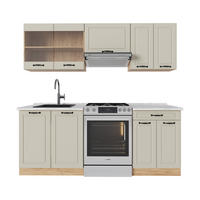 KÜCHENZEILE R-Line, Sand Landhaus/Goldkraft Eiche, 200 cm Arbeitsplatte Marmor - Honigeiche/Beige, Holzwerkstoff (200/81.6/60cm) - Vicco