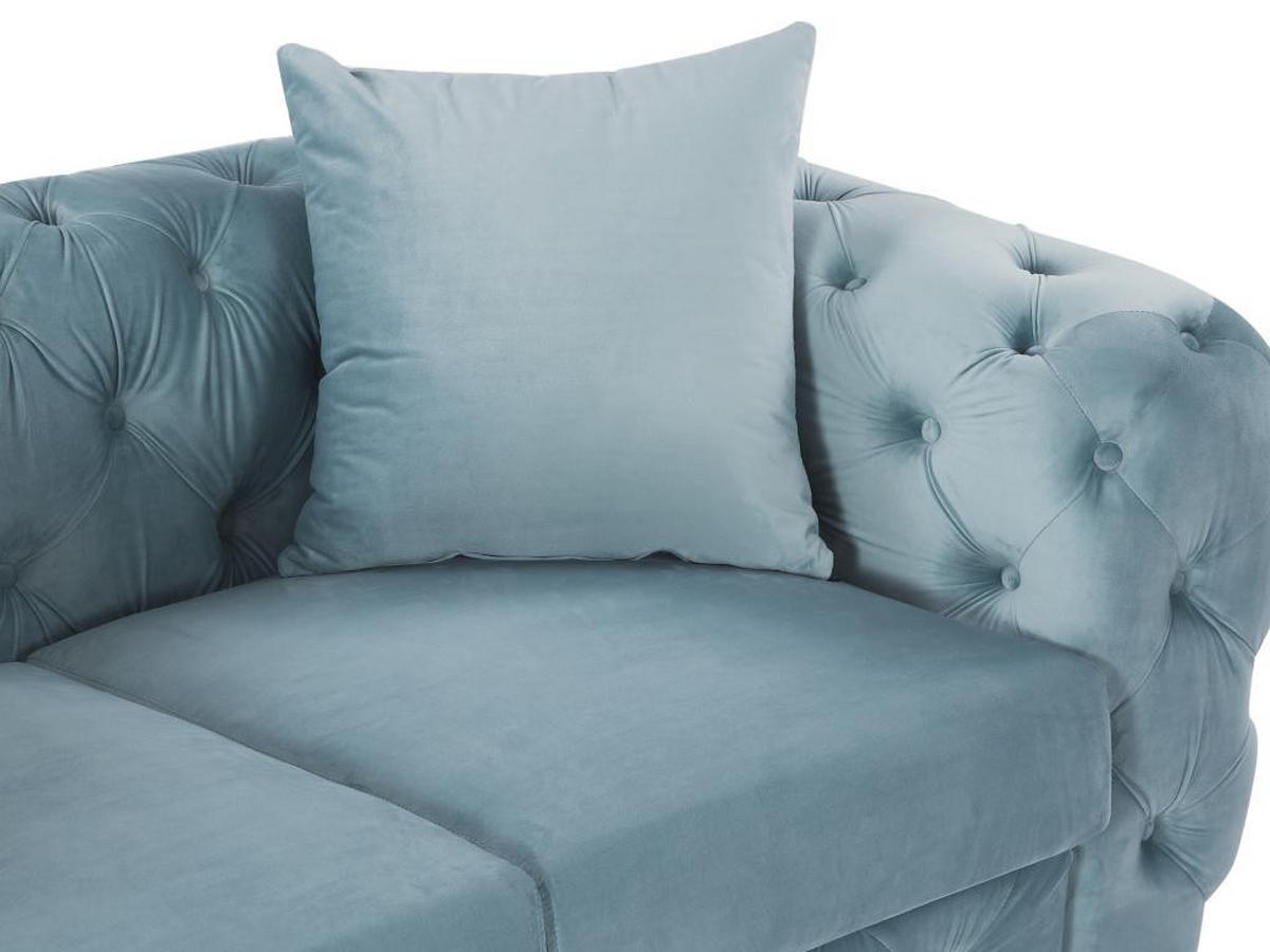 CHESTERFIELD-SOFA 3-Sitzer - Samt - Pastellblau - EDWINA - Hellblau, Textil (91/76/220cm) - Vente-Unique