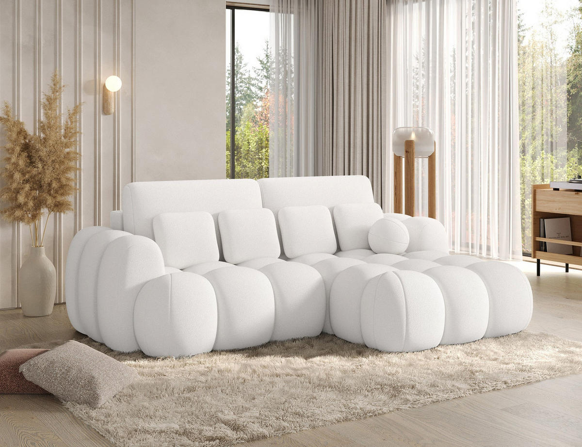 ECKSOFA COVELION L-Form – Schlaffunktion, Bettkasten, Wellenfederung, HR-Kaltschaum, inkl. Kissen, moderner Wohnkomfort - Weiß, Kunststoff (167/260cm) - Wohnideebilder