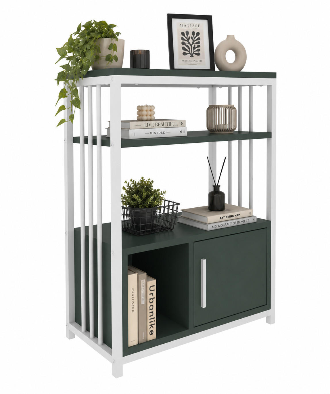 Decorotika Bücherregal Grün, Weiß 29.6x80x60 cm