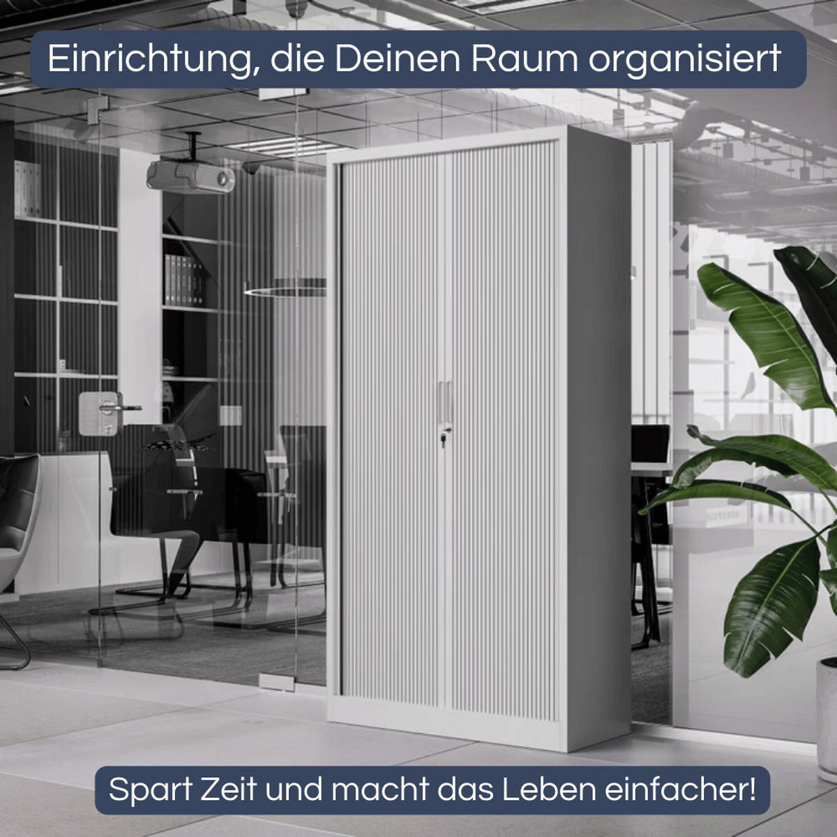 AKTENSCHRANK abschließbar KETI mit Rolladentüren 185x90x45cm Grau - Grau, Metall (90/185/45cm) - DELUKE