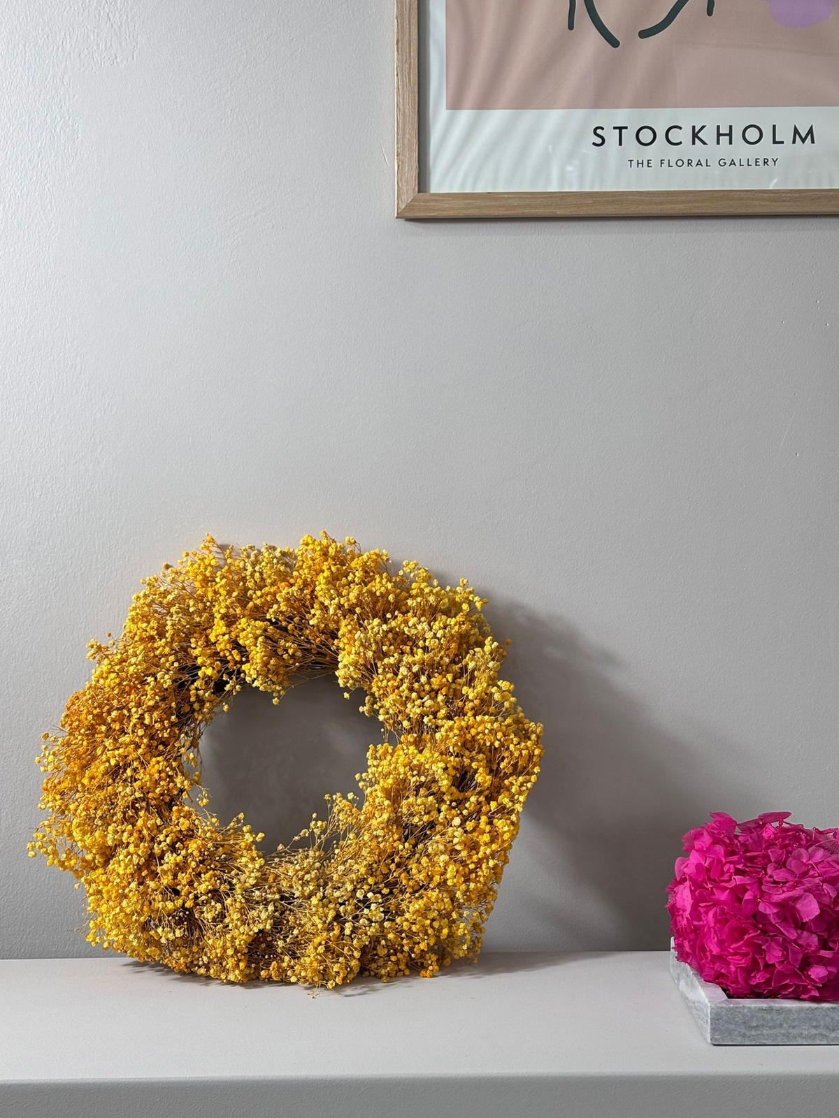 TROCKENBLUMENKRANZ Schleierkraut - 35 cm / Gelb - Gelb, Naturmaterialien (35cm) - Lykke & You