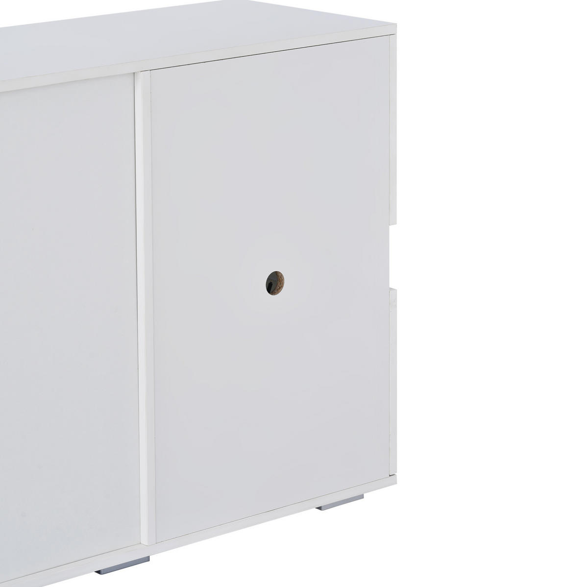 PŘÍBORNÍK z MDF 140x35x72 cm bílý s LED osvětlením, 4 zásuvkami a 2 akrylovými dvířky ve vysokém lesku - bílá, kompozitní dřevo (140/72/35cm) - Modfu