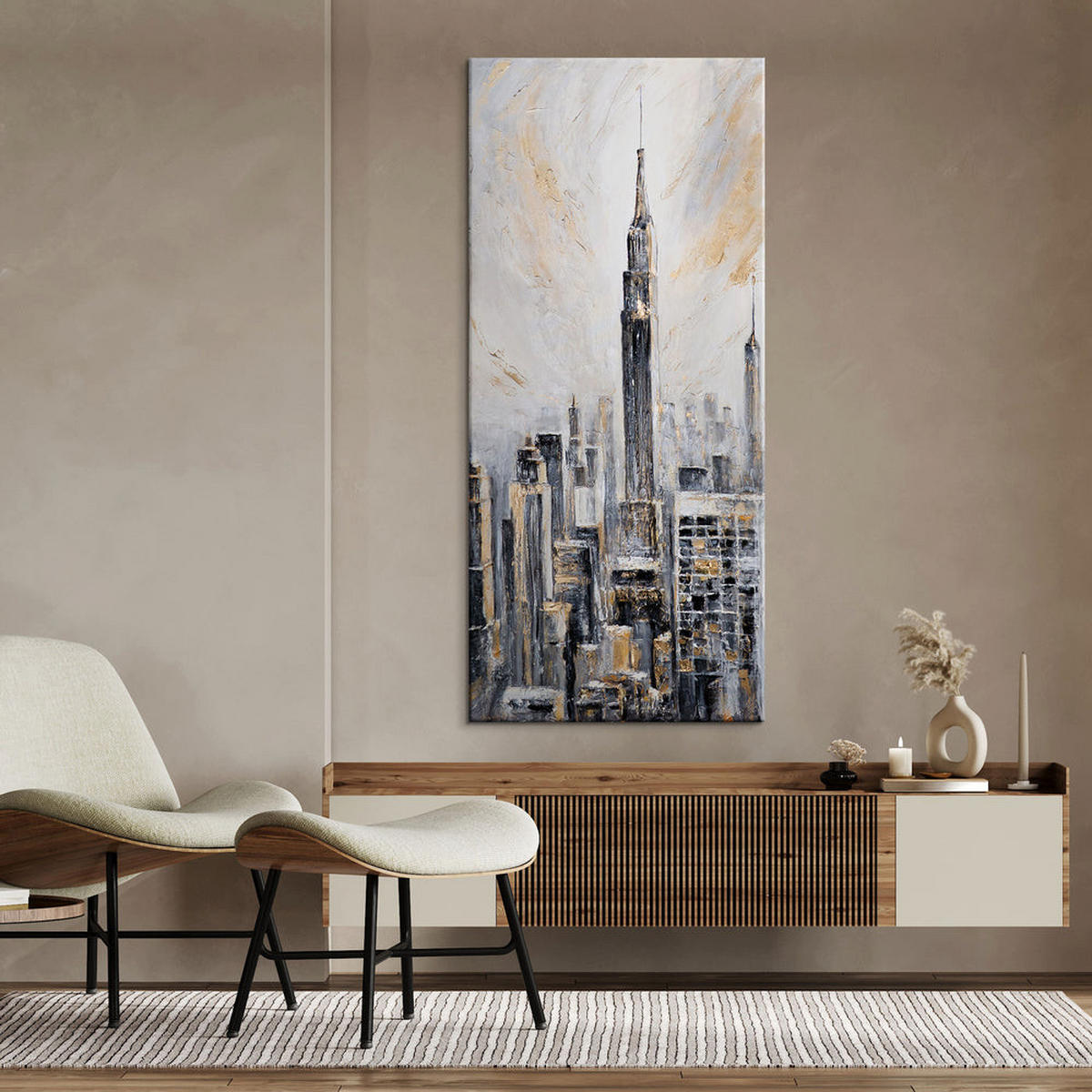 GEMÄLDE Kraft der Architektur auf Keilrahmen 115x50 cm - Multicolor, Holz (115/50cm) - YS-art gallery