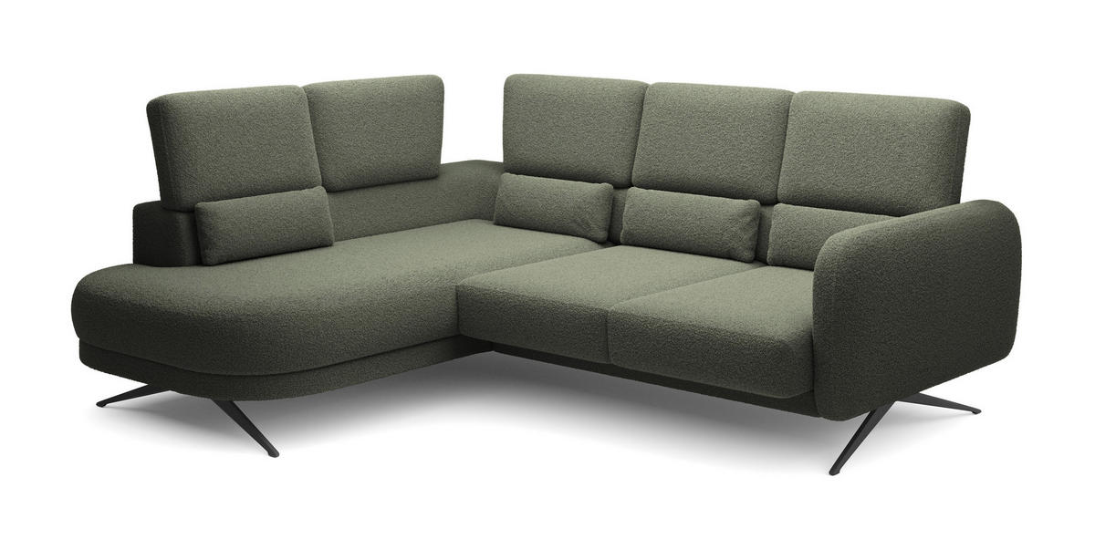 ECKSOFA ILUSIO L 250x205cm, Schlaffunktion, Dunkelgrün, Links - Dunkelgrün, Holz/Textil (205/248cm) - DomoHome