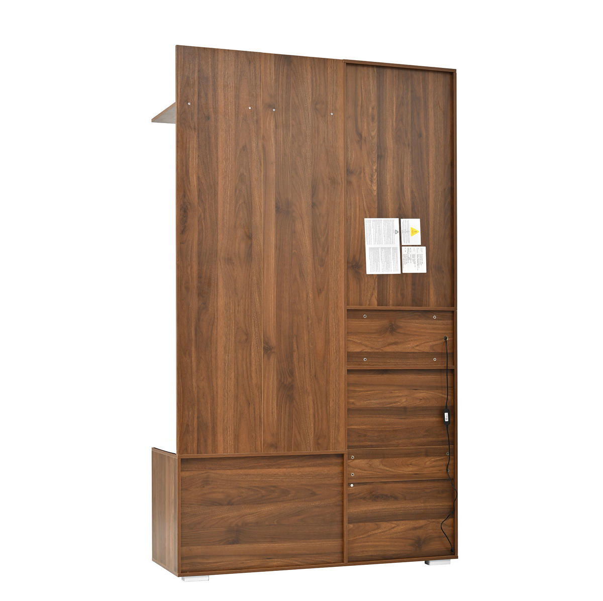 GARDEROBEN-SET mit Spiegel und LED 110 x 38 x 190 cm Walnussoptik - Braun, Holzwerkstoff (38/190/110cm) - Beauniv