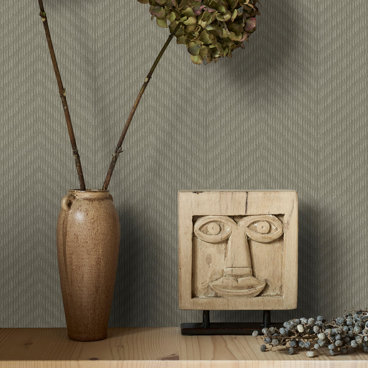 VLIESTAPETE - Fischgrätenmuster 1000x53cm - Beige, Papier/Kunststoff (53/1000cm) - Walldoctor