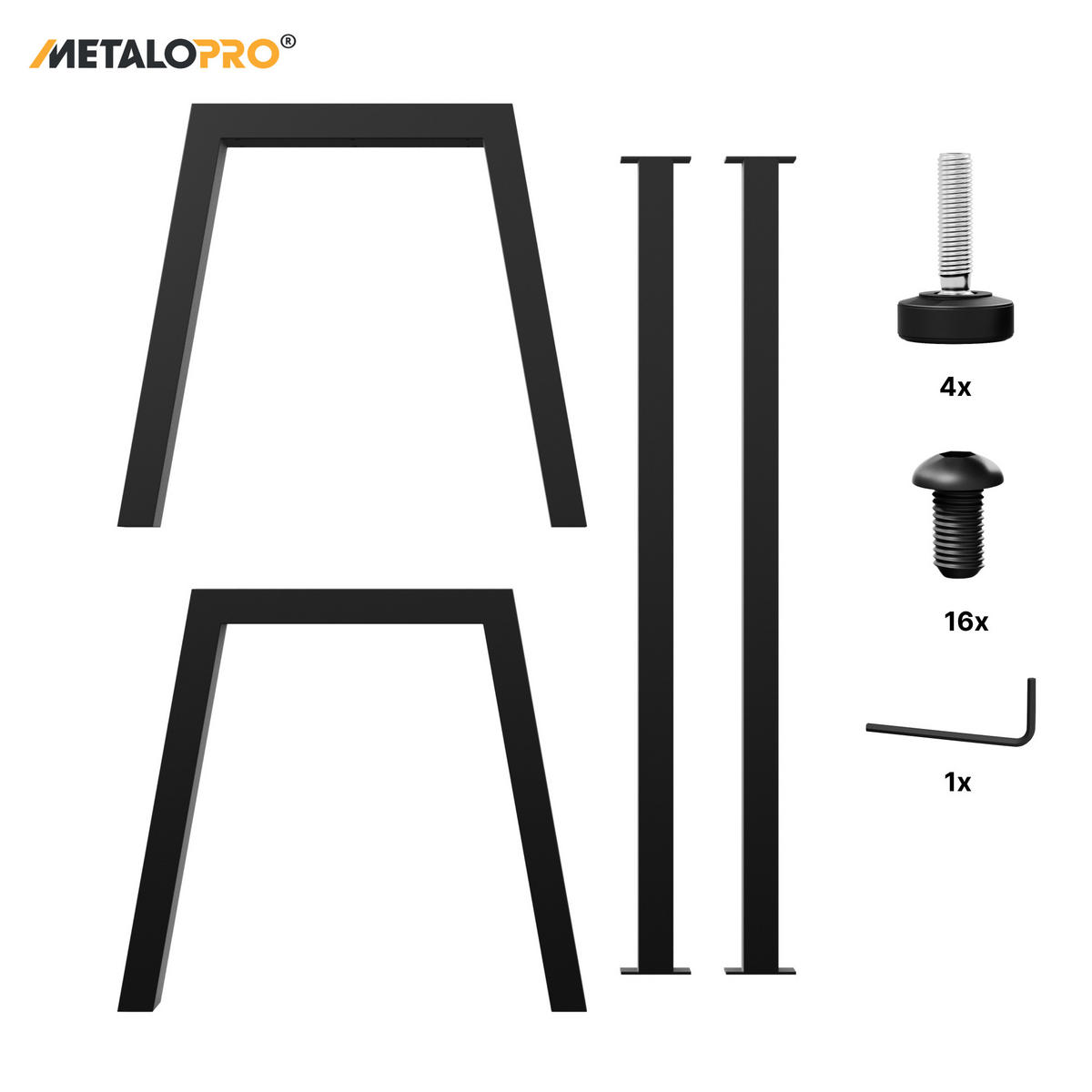 TISCHBEINE Thusia Extreme Schwarz Metall 200/80/72 cm - Schwarz, Metall (80/72/200cm) - Metalo Pro