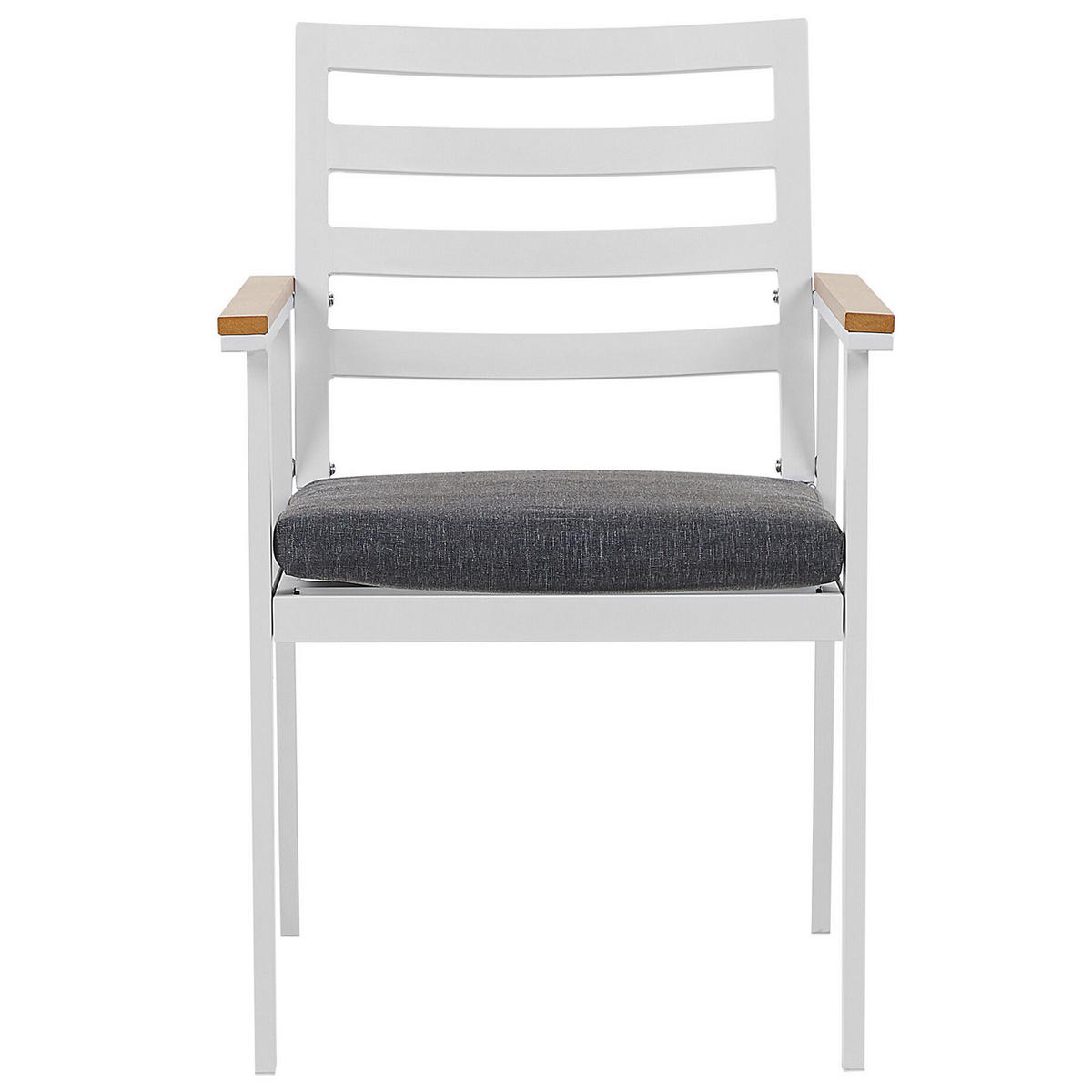 GARTENMÖBEL SET 4-Sitzer Aluminium weiß Auflagen grau Cavoli - Hellbraun/Weiß, Metall - Beliani