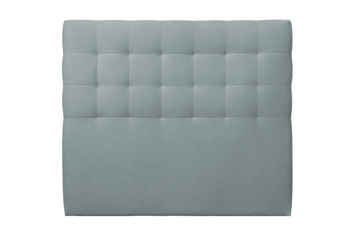 KOPFTEIL gepolstert - Gesteppt – blaugrauer Samtstoff - 140 cm - Beige/Blaugrau, Karton/Holz (140/120/10cm) - Sommeil de Plomb