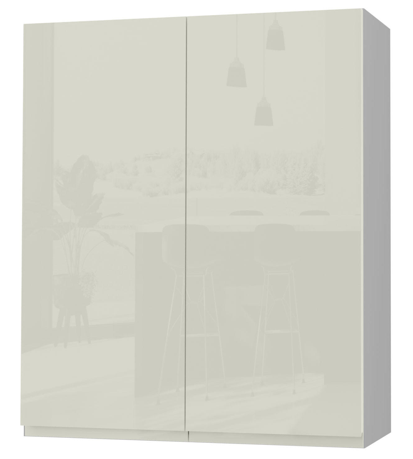 HÄNGESCHRANK Florence W4/80 Grau / RAL 1013 perlweiß HG 80 / 32,5 / 96cm - Weiß Hochglanz/Grau, Holz/Holzwerkstoff (80/96/32.5cm) - Feldmann-Wohnen